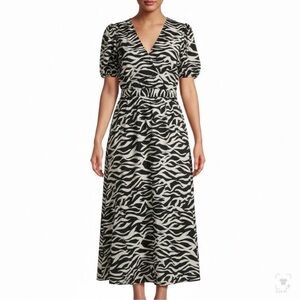 Who What Wear Black and White Zebra-Print Maxi Dress